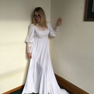 Vintage 1970s designer wedding dress